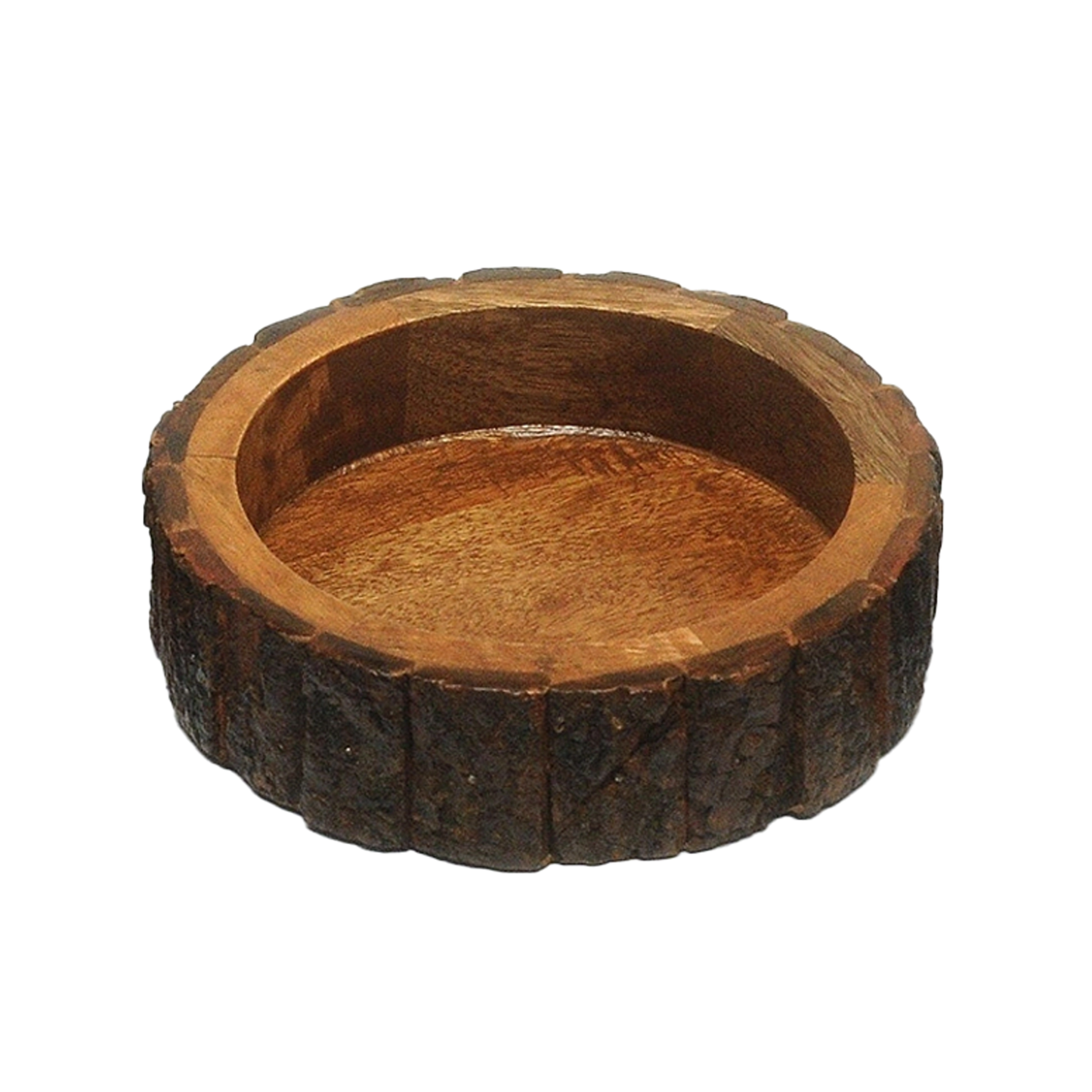 Bark Round Wooden Bowl – Rustic Pet Dish - Advance Pets Product