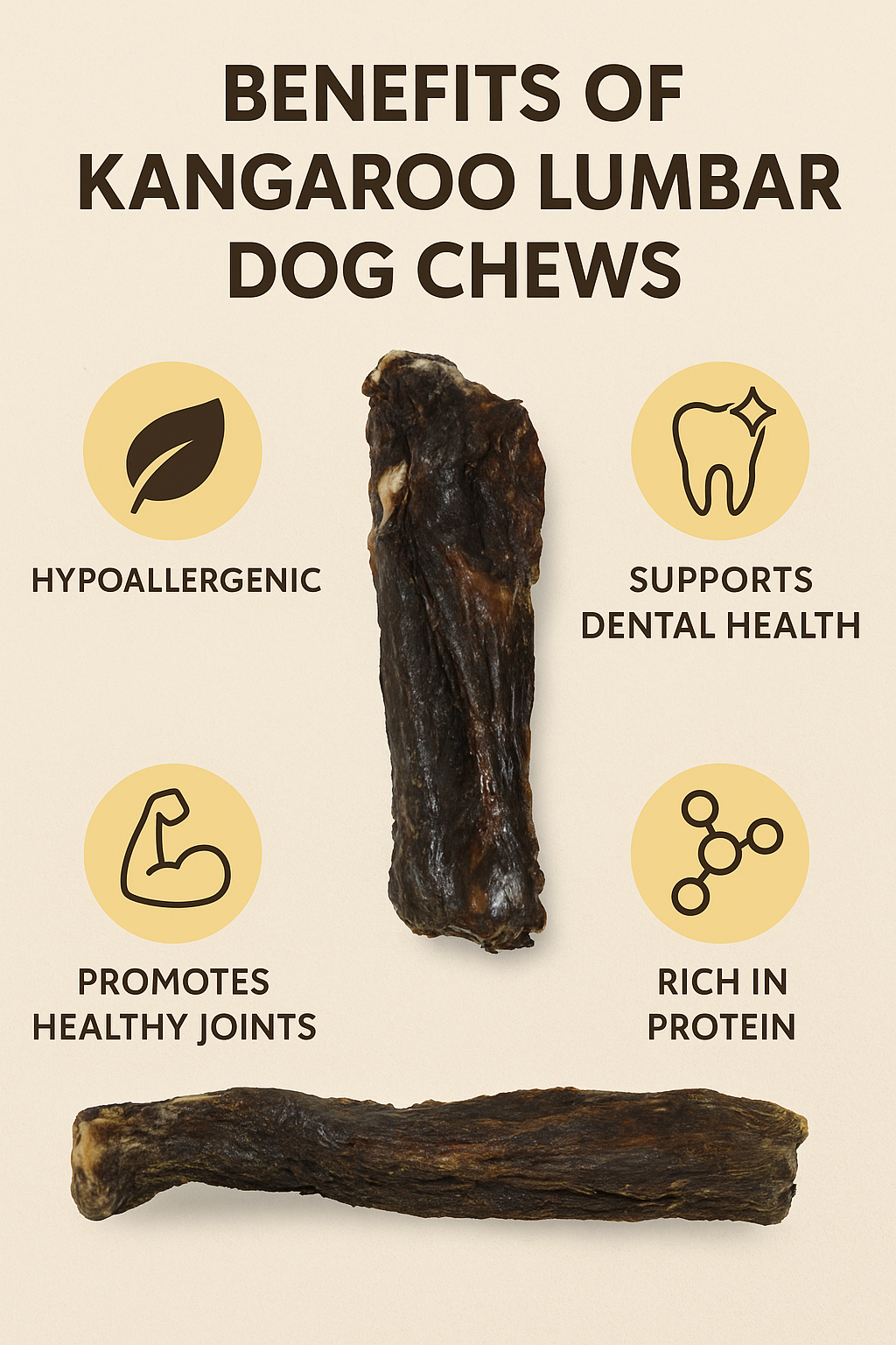 Kangaroo Lumbar Dog Chew – Natural, Hypoallergenic & Dental Health Treat - Advance Pets Product