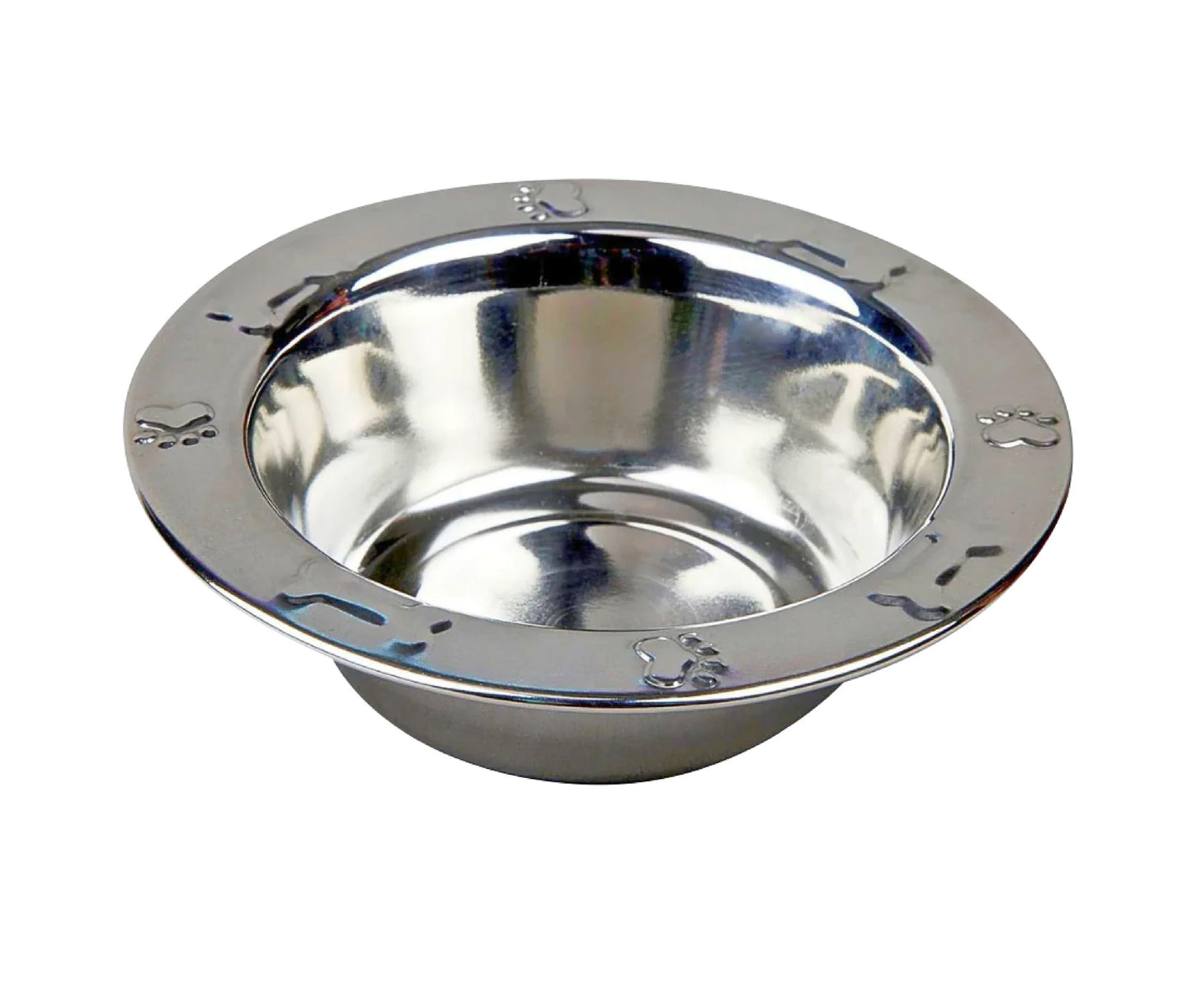 Embossed Stainless Steel Dog Feeding Bowl – Durable, Non-Skid, Different Sizes - Advance Pets Product