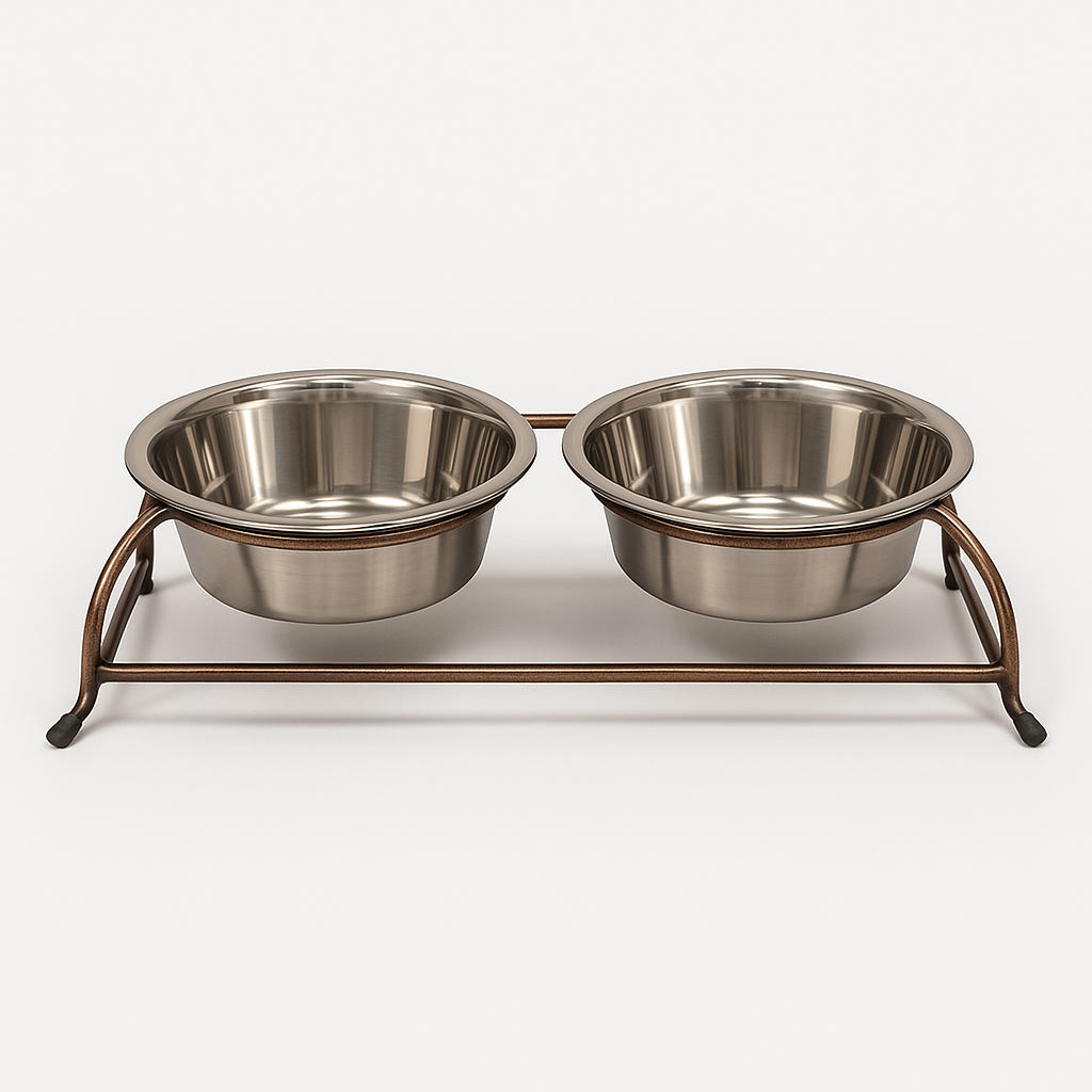 Elevated Wrought Iron Pet Feeder with Bronze Finish – Double Bowl Diner for Dogs & Cats - Advance Pets Product
