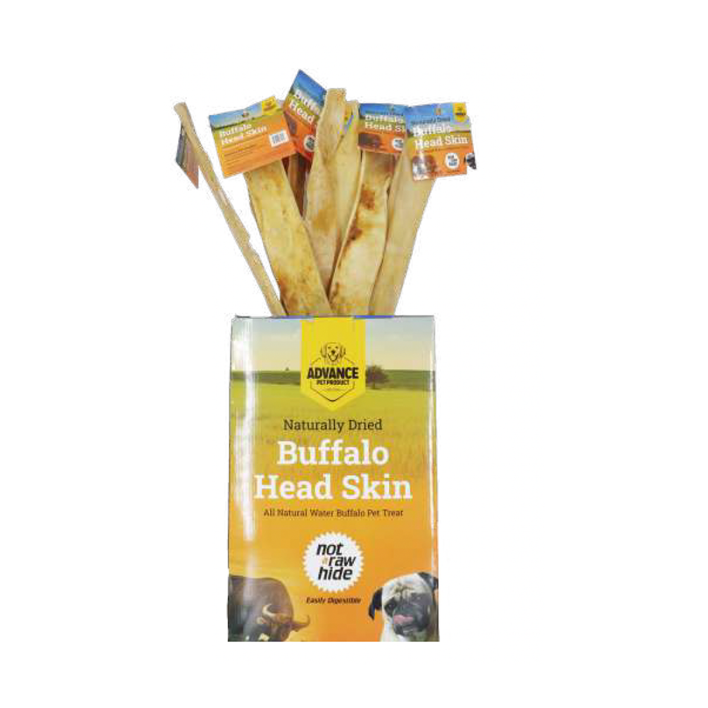 Buffalo Head Skin for Dogs (Large) | Natural High-Protein Dog Chews - Advance Pets Product
