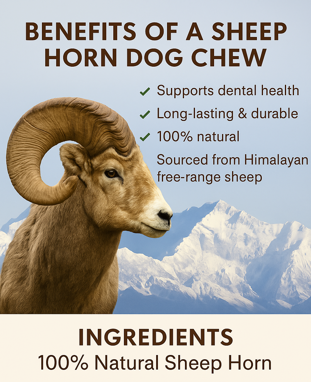 All-Natural Sheep Horn Dog Treats – Free-Range, Grass-Fed, Himalayan Sourced - Advance Pets Product