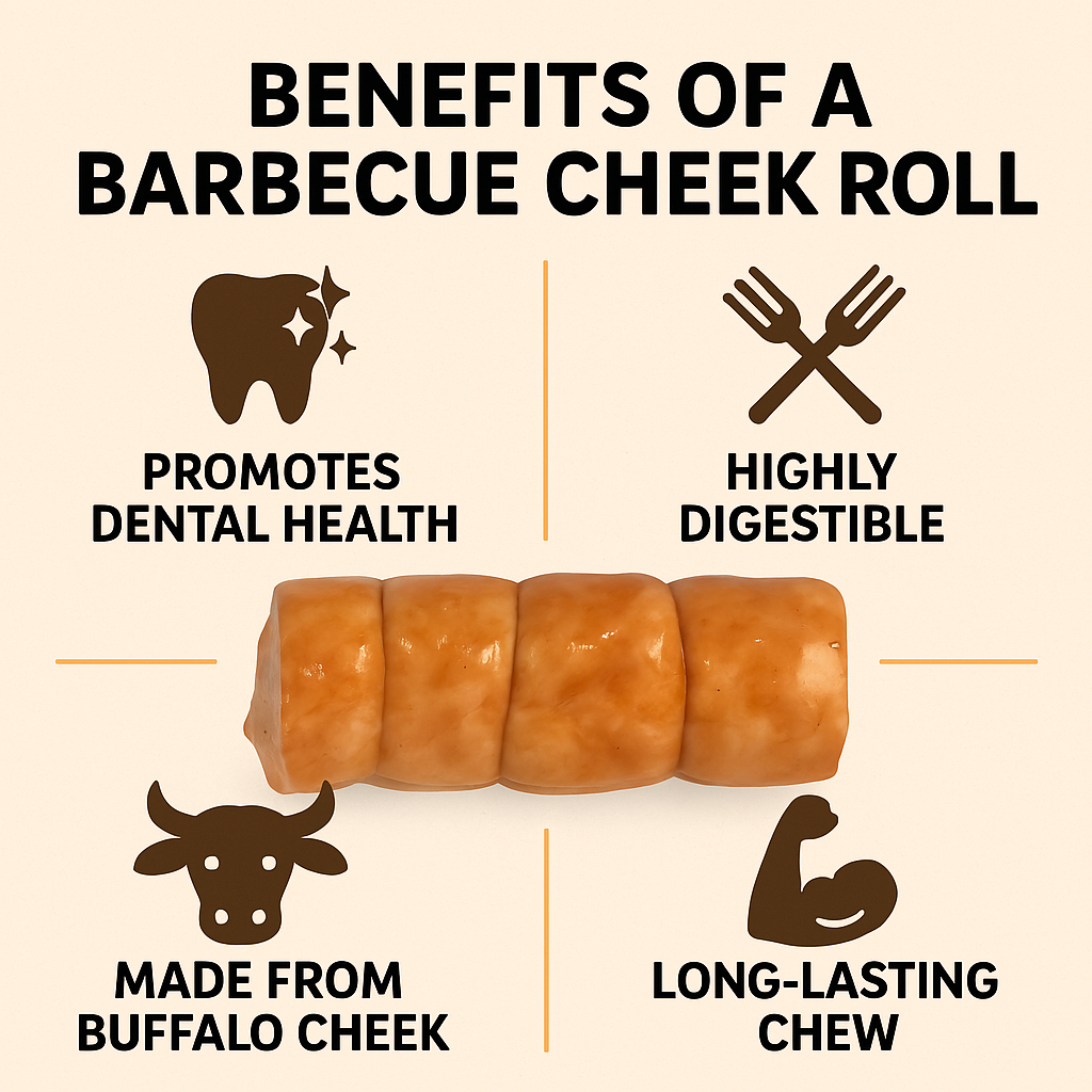 Barbecue Water Buffalo Cheek Rolls for Dogs – Natural, Long-Lasting Dog Chew Treats (Medium) - Advance Pets Product