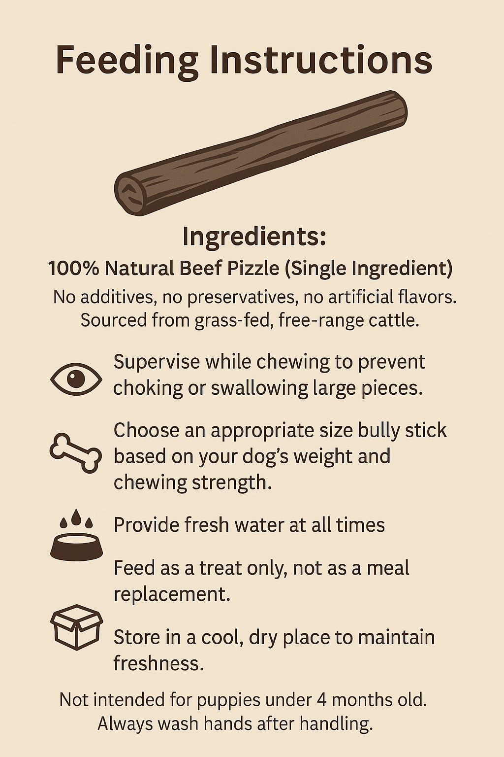 Natural Bully Sticks for Dogs (1 Piece) – Safe, Tasty & Fully Digestible Dog Chews (PLAIN) - Advance Pets Product