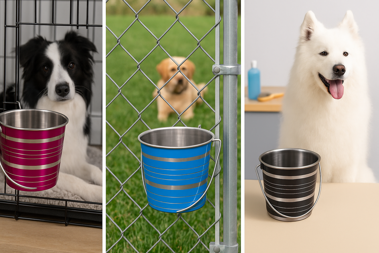 Flat-Back Colored Pet Bucket – Rustproof, Stylish & Space-Saving - Advance Pets Product