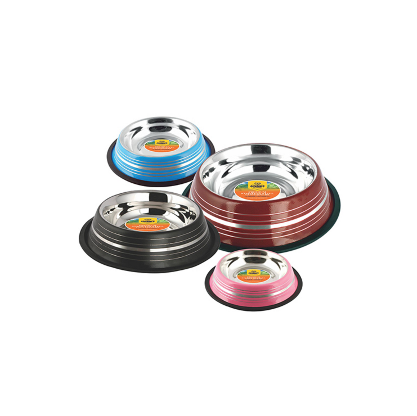 Colored Stainless Steel Non-Skid Dog Bowls – Powder-Coated & Durable - Advance Pets Product