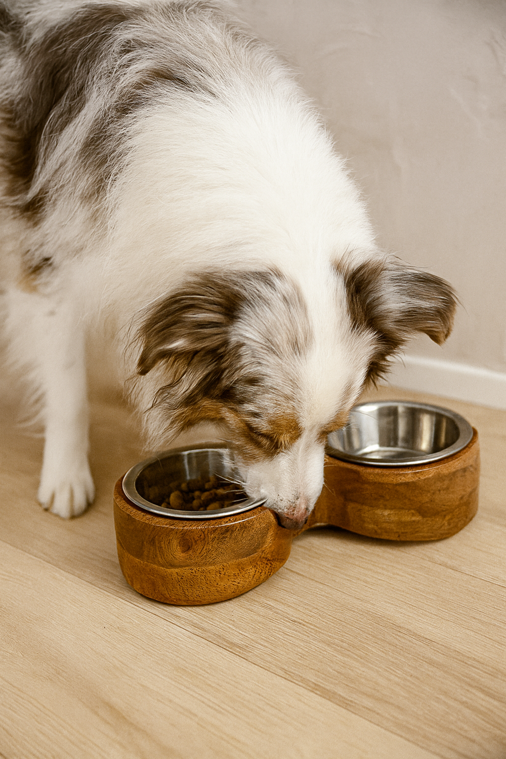 Round Wooden Elevated Pet Feeder – Double Diner with Removable Stainless Steel Bowls - Advance Pets Product