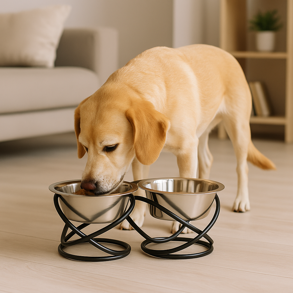 Ring Shape Iron Double Diner with Removable Stainless Steel Bowls – Elevated Design for Easy Feeding - Advance Pets Product