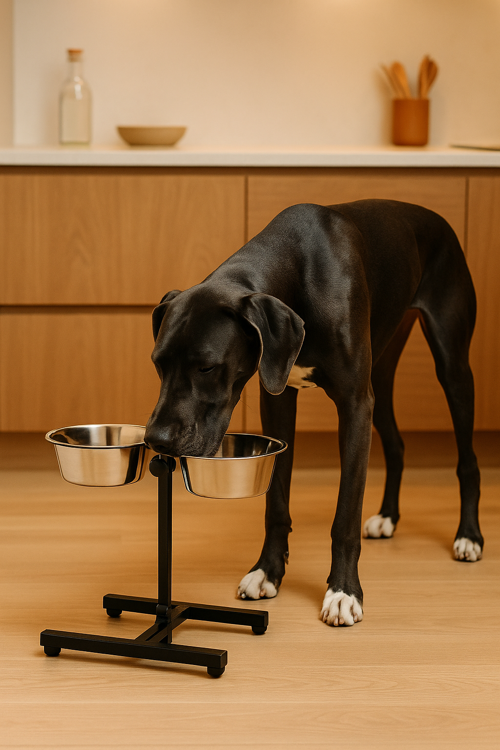 H-Shape Adjustable Double Diner with Removable Stainless Steel Bowls - Non-Skid, Ergonomic Design for All Dog Sizes - Advance Pets Product