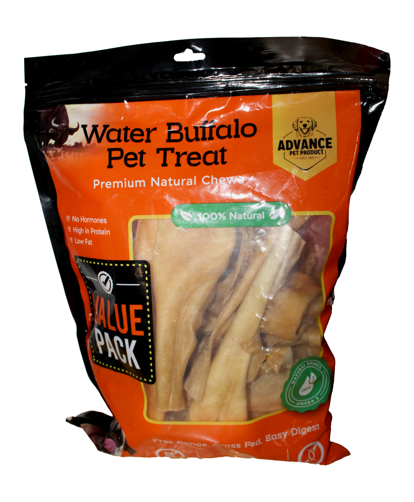 (VALUE PACK) Water Buffalo Cheek Strips – Long-Lasting, Rawhide-Free Dog Chews Packed with Protein