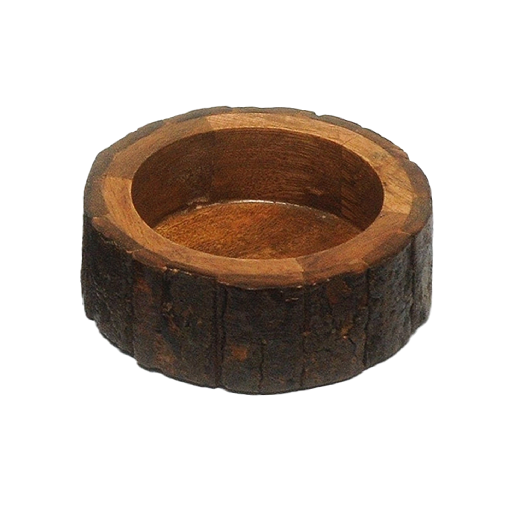 Bark Round Wooden Bowl – Rustic Pet Dish - Advance Pets Product