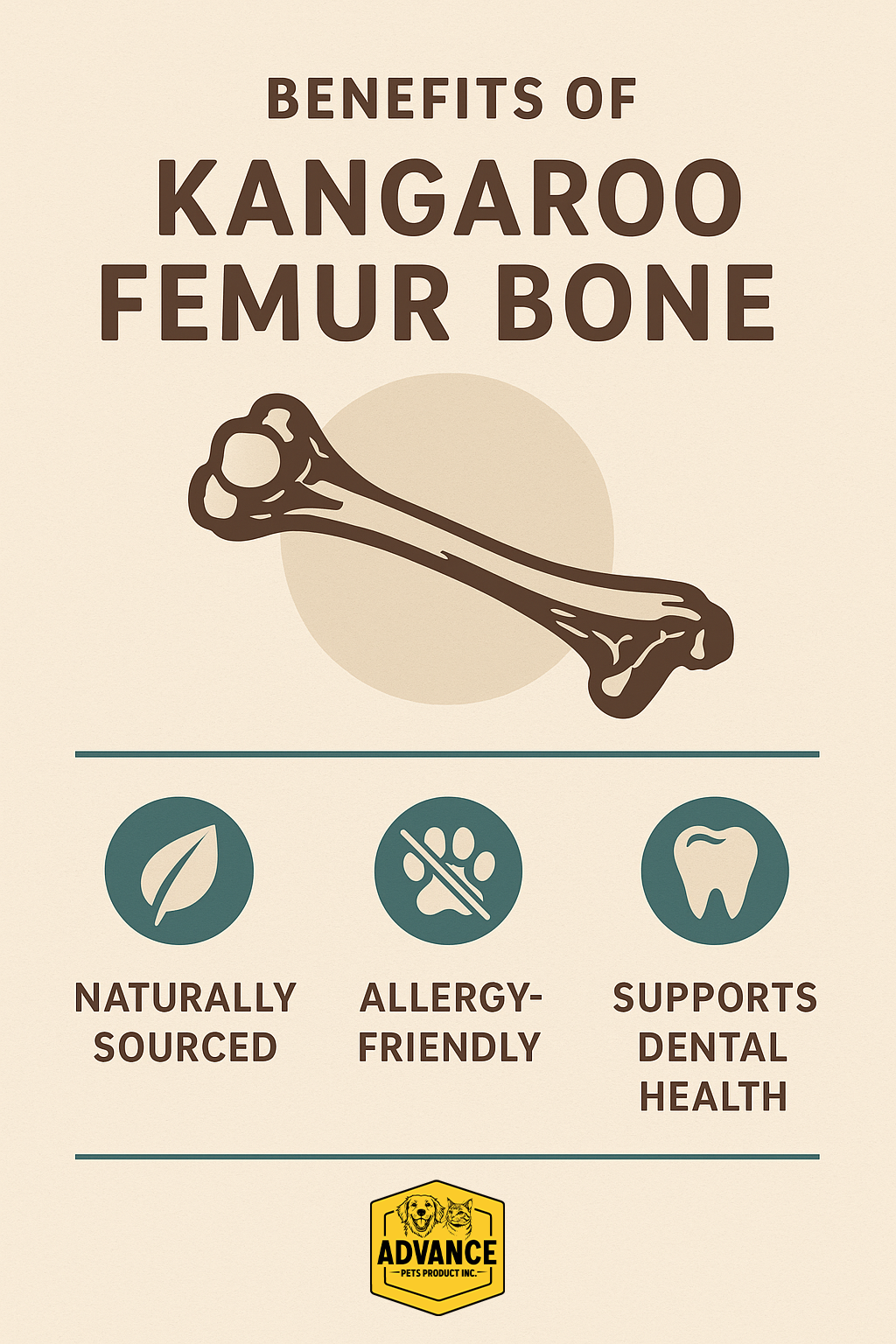 Kangaroo Femur Bone for Dogs – Long-Lasting, Allergy-Friendly Chew Treat - Advance Pets Product