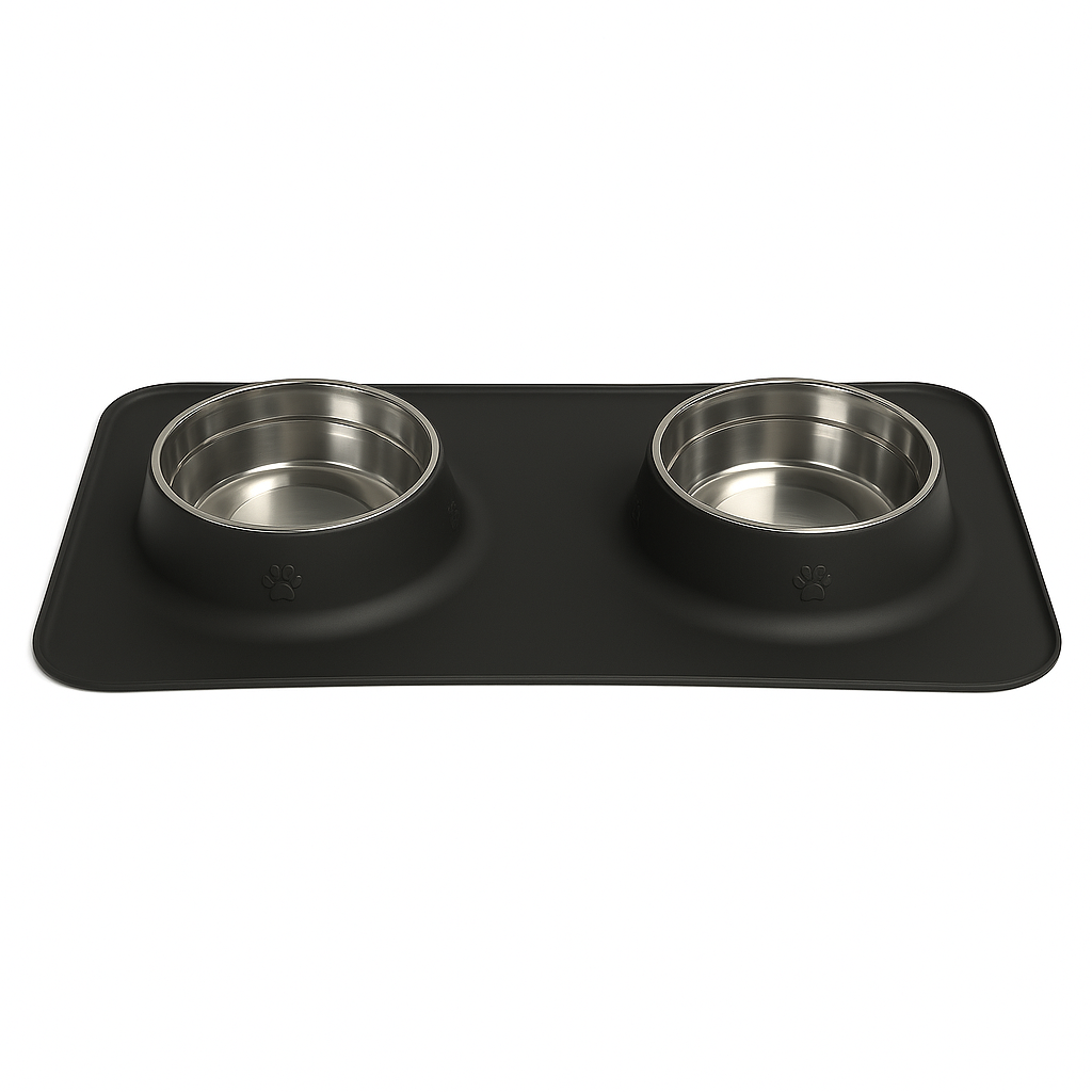 Silicone Rectangular Non-Skid Mat with 2 Bowls (SMALL) – Double Dining Made Easy - Advance Pets Product