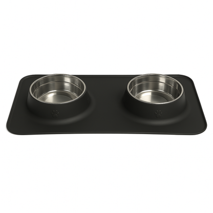 Silicone Rectangular Non-Skid Mat with 2 Bowls (SMALL) – Double Dining Made Easy - Advance Pets Product