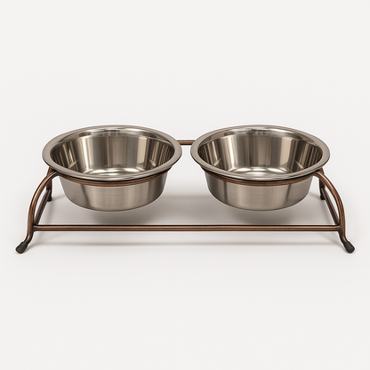 Elevated Wrought Iron Pet Feeder with Bronze Finish – Double Bowl Diner for Dogs & Cats - Advance Pets Product