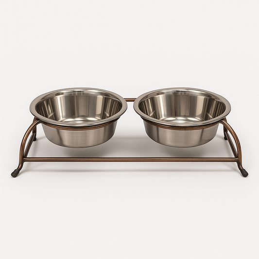 Elevated Wrought Iron Pet Feeder with Bronze Finish – Double Bowl Diner for Dogs & Cats - Advance Pets Product
