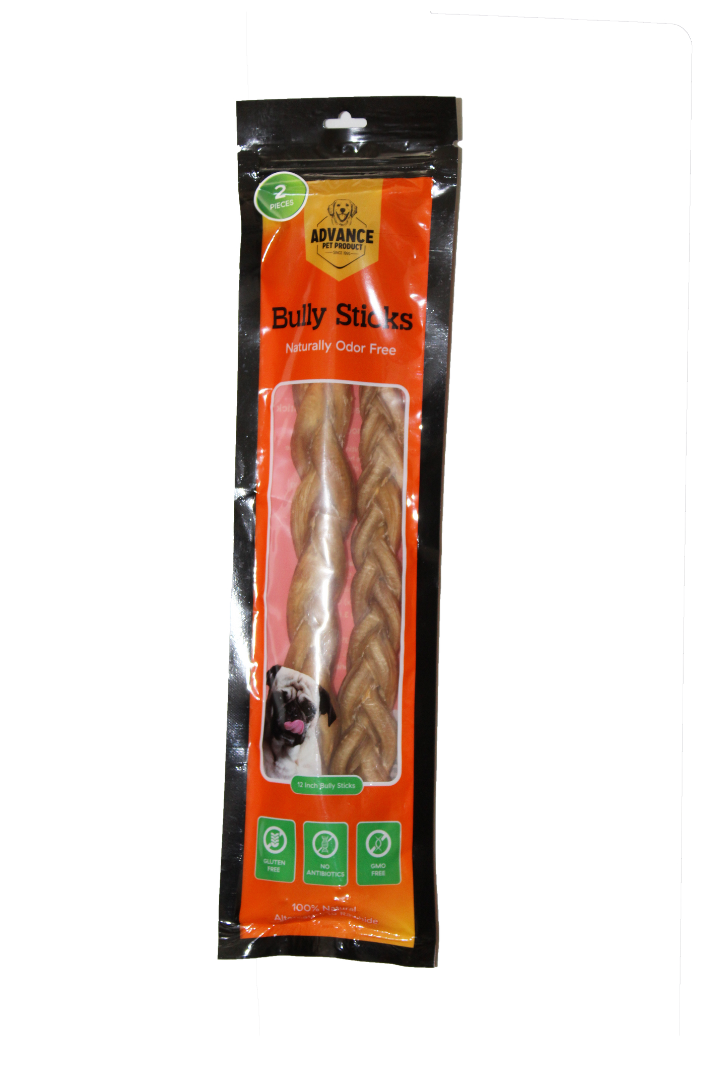 Braided Bully Sticks for Dogs  (4 pieces) – All-Natural, Long-Lasting Chew Treats (PACKAGED)