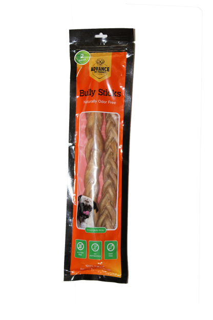 Braided Bully Sticks for Dogs  (4 pieces) – All-Natural, Long-Lasting Chew Treats (PACKAGED)