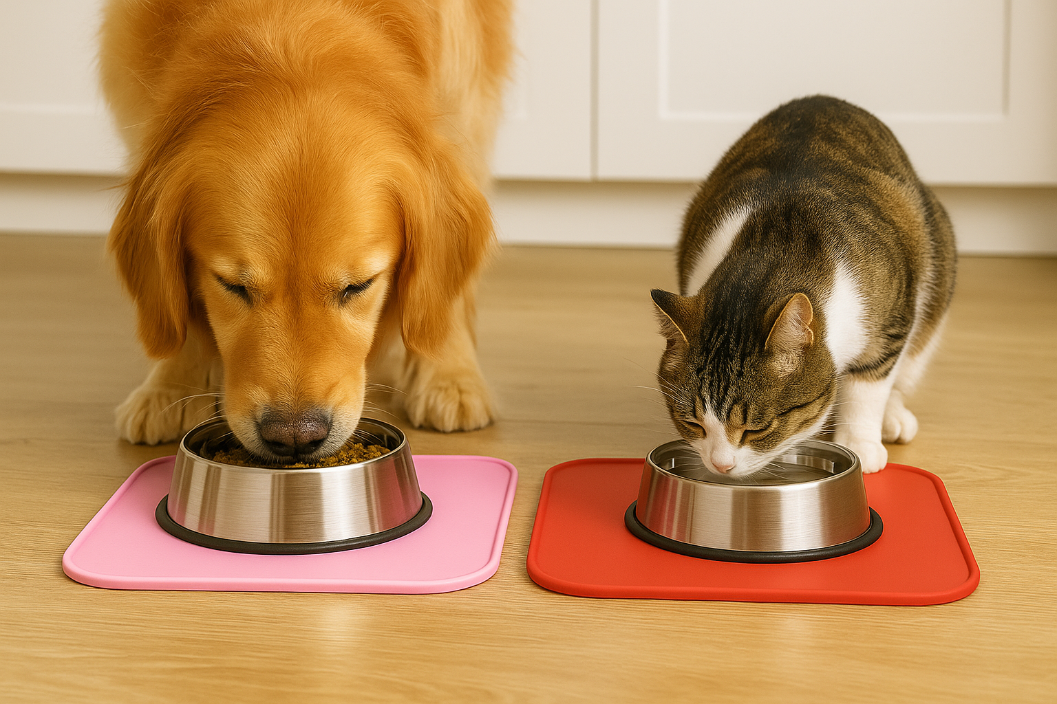 Silicone Square Non-Skid Mat with 1 Bowl (LARGE) – Perfect for Dogs & Cats - Advance Pets Product