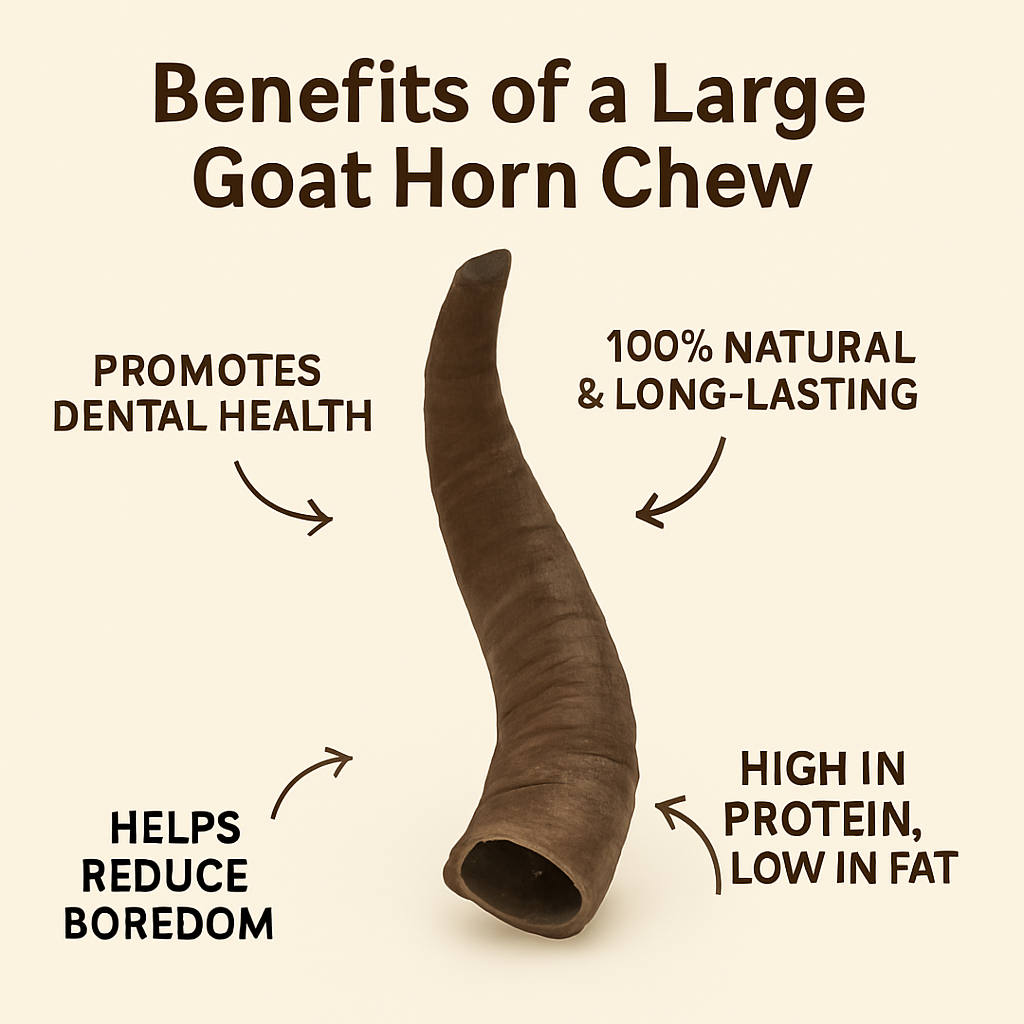 Natural Goat Horn Dog Chew – No Marrow, Long-Lasting Dental Treat