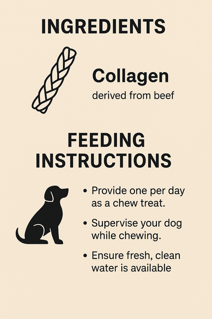 Braided Collagen Sticks for Dogs – Long-Lasting, High-Protein Chews for Joint & Coat Health
