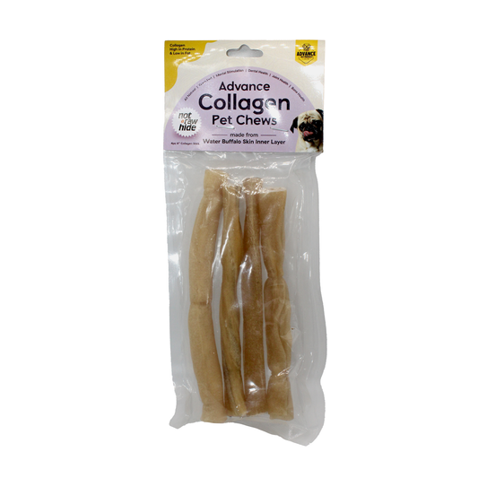 6-Inch Collagen Sticks for Dogs – Pack of 4 | Odor-Free, Long-Lasting, Rawhide Alternative