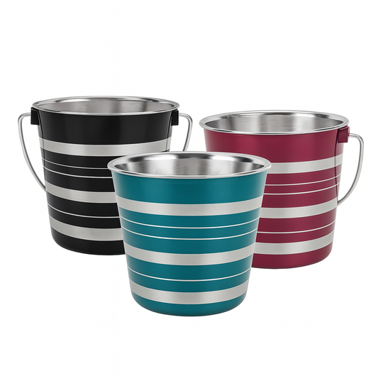 Colored Heavy Stainless Steel Round Bucket - Advance Pets Product