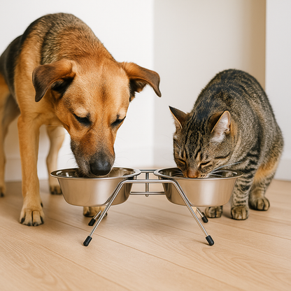 Short Double Diner (Bulk Pack) – Stainless Steel Dual Pet Feeding Bowls by Advance Pets Products - Advance Pets Product
