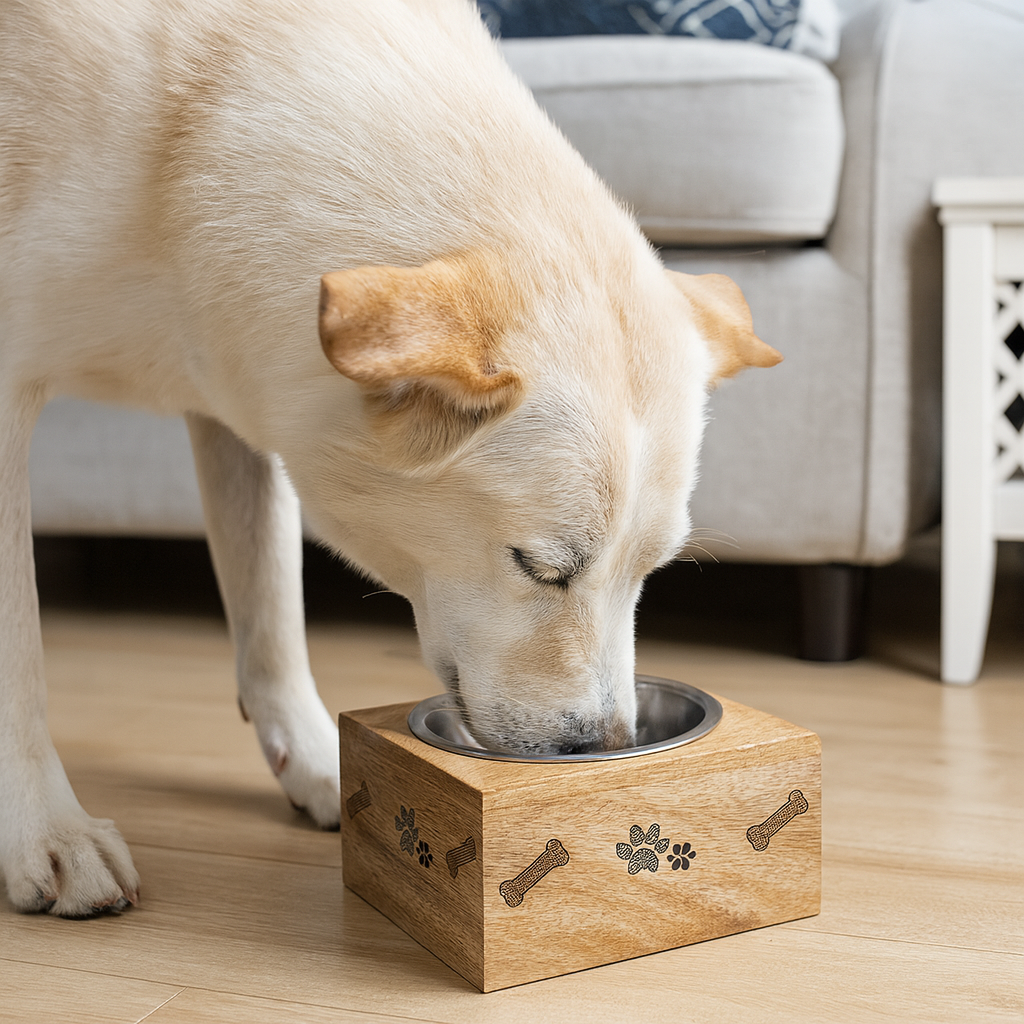 Square Wooden Sleeve Pet Bowl – Stainless Steel Removable Bowl, Durable & Stylish Diner for Dogs & Cats - Advance Pets Product