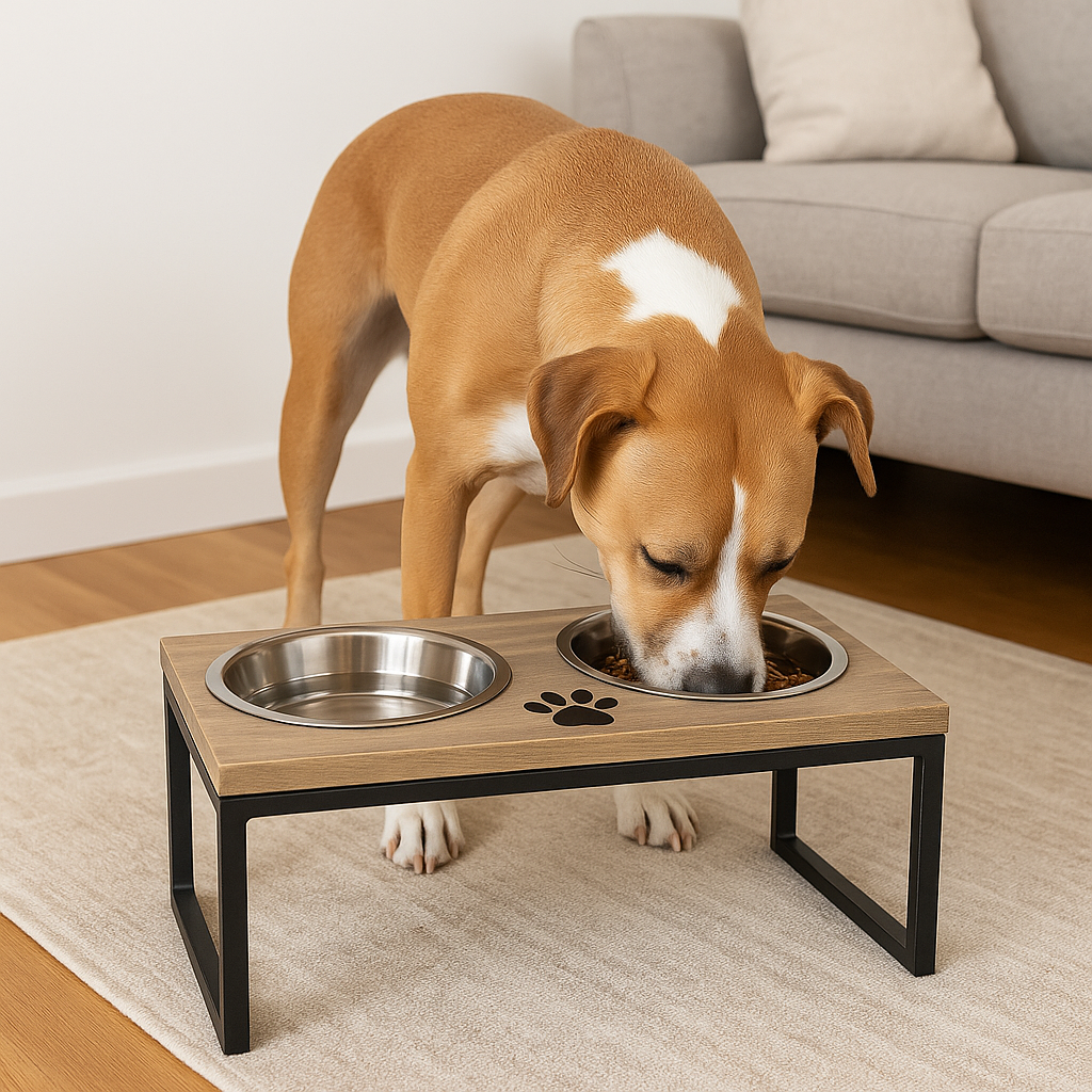Modern Double Diner Feeder | Elevated Iron & Wooden Design with Stainless Steel Bowls – Durable, Stylish & Easy to Clean - Advance Pets Product