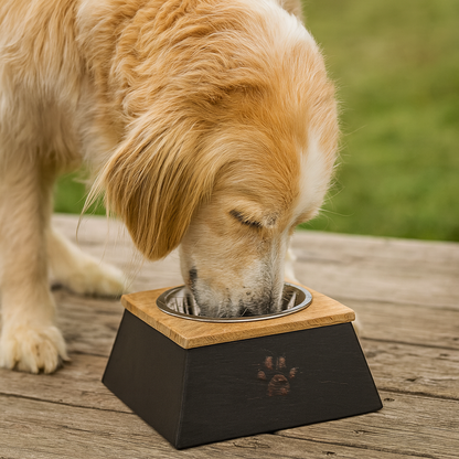 Copper Finish Wooden Top Sleeve with Removable Stainless Steel Bowl - Advance Pets Product