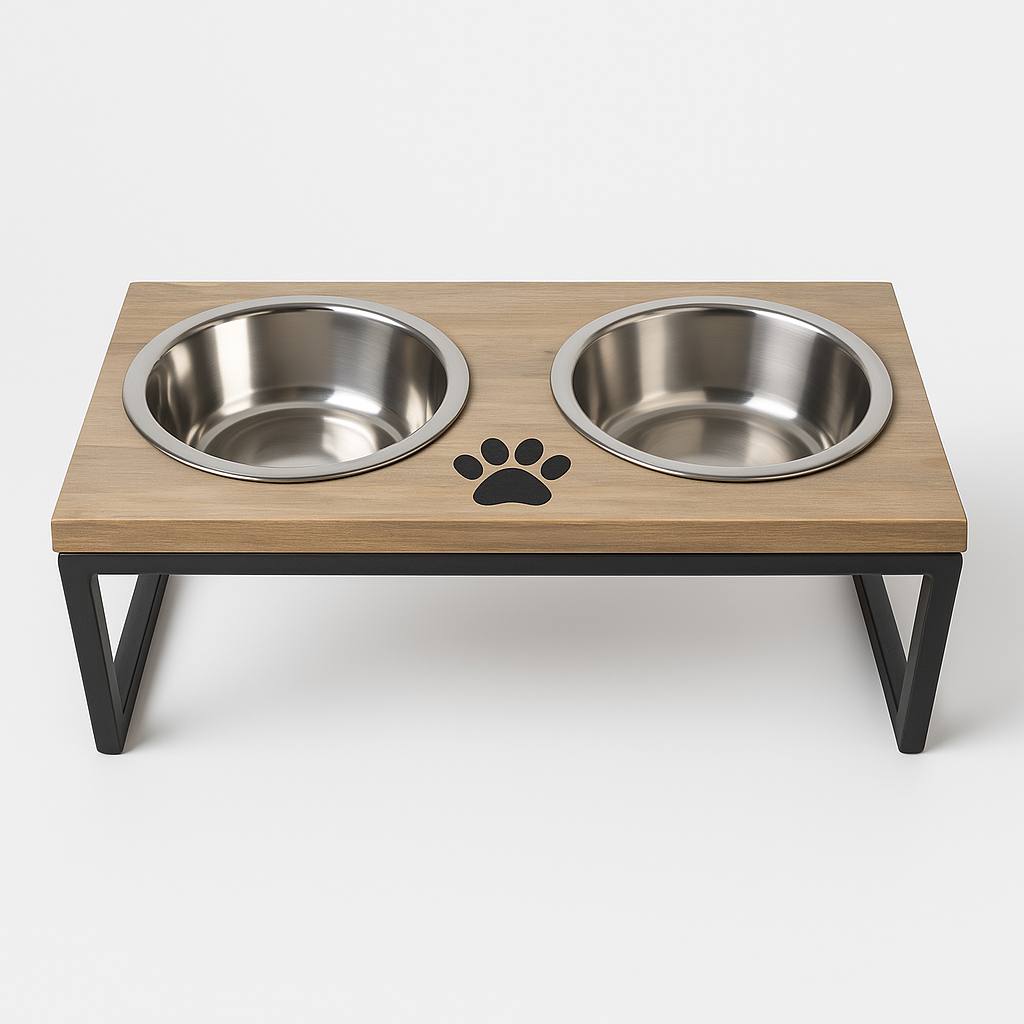 Modern Double Diner Feeder | Elevated Iron & Wooden Design with Stainless Steel Bowls – Durable, Stylish & Easy to Clean - Advance Pets Product