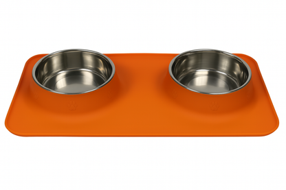 Silicone Rectangular Non-Skid Mat with 2 Bowls (SMALL) – Double Dining Made Easy - Advance Pets Product