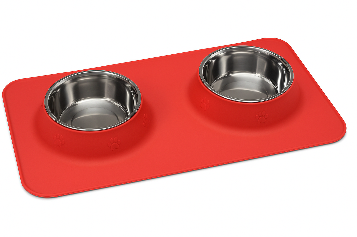 Silicone Rectangular Non-Skid Mat with 2 Bowls (LARGE) – Double Dining Made Easy - Advance Pets Product