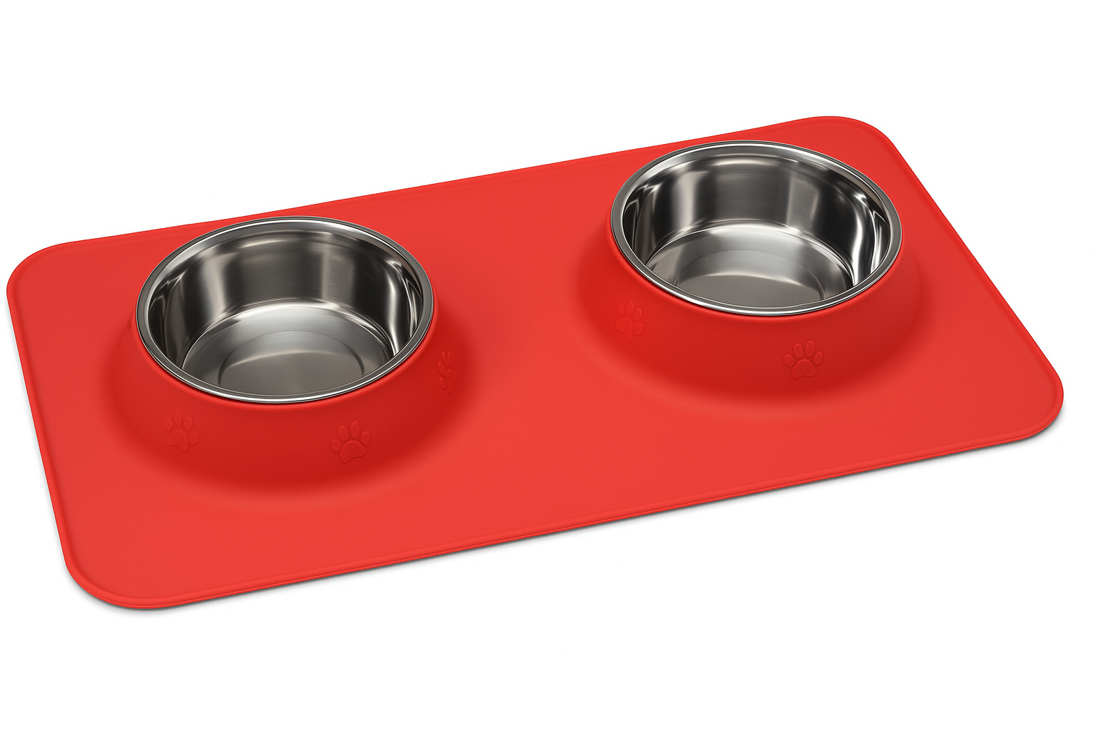 Silicone Rectangular Non-Skid Mat with 2 Bowls (LARGE) – Double Dining Made Easy - Advance Pets Product