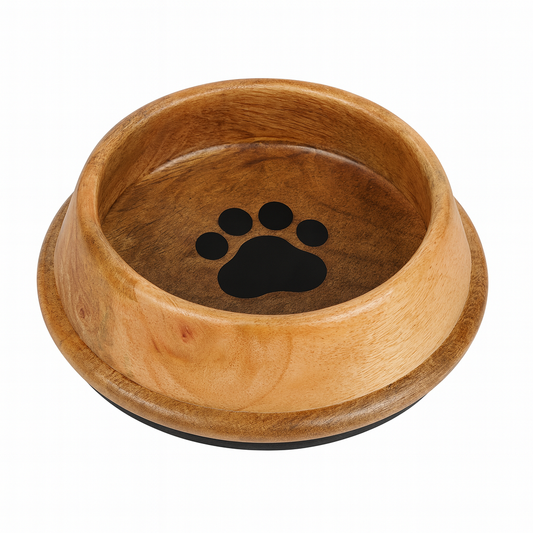 Wooden Non-Skid Bowl with Paw Design – Durable Pet Dish - Advance Pets Product