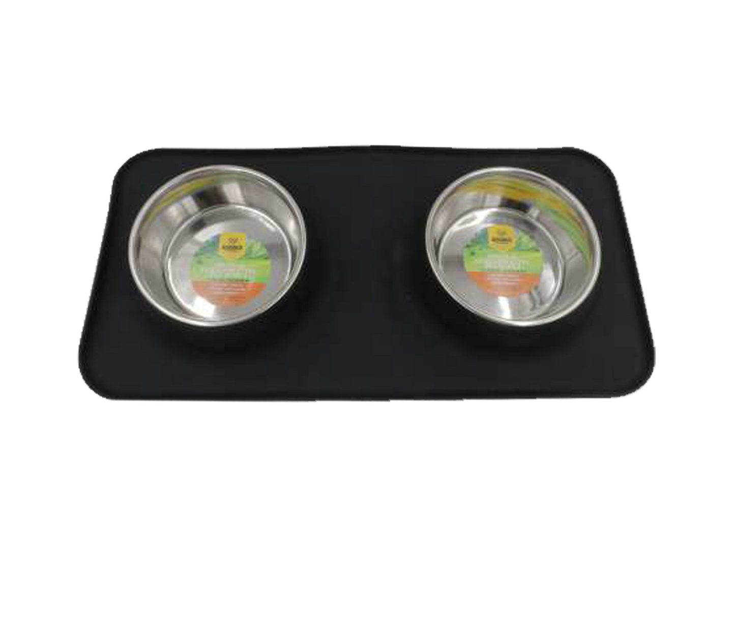 Silicone Rectangular Non Skid Mat 2 Bowls for Cats and Dogs (Large) - Advance Pets Product