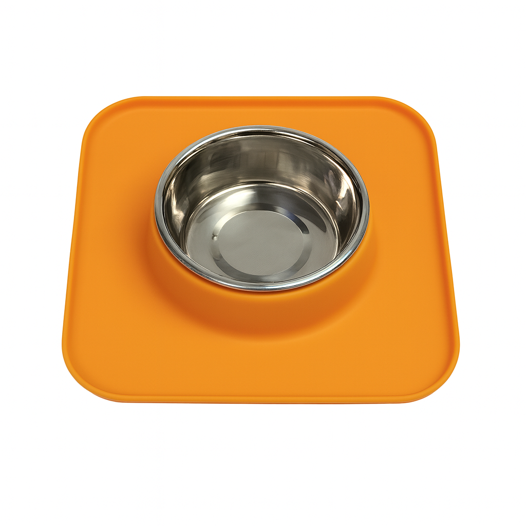 Silicone Square Non-Skid Mat with 1 Bowl (LARGE) – Perfect for Dogs & Cats - Advance Pets Product
