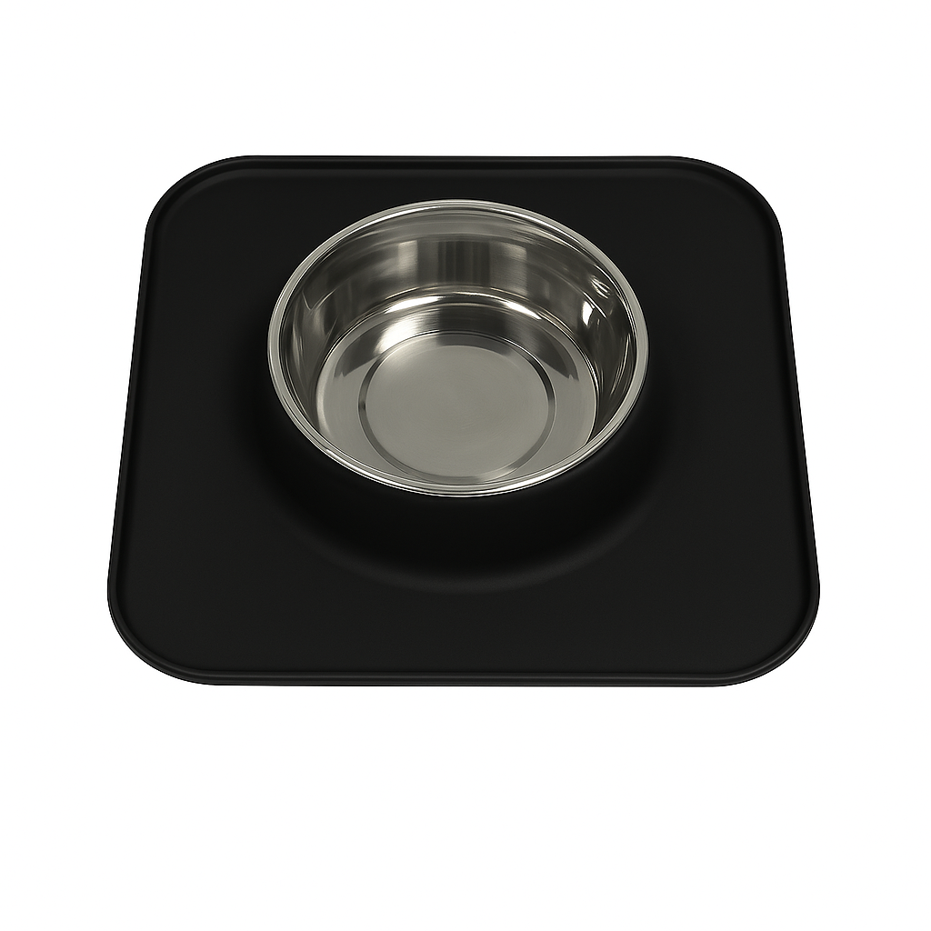 Silicone Square Non-Skid Mat with 1 Bowl (LARGE) – Perfect for Dogs & Cats - Advance Pets Product