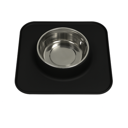 Silicone Square Non-Skid Mat with 1 Bowl (LARGE) – Perfect for Dogs & Cats - Advance Pets Product
