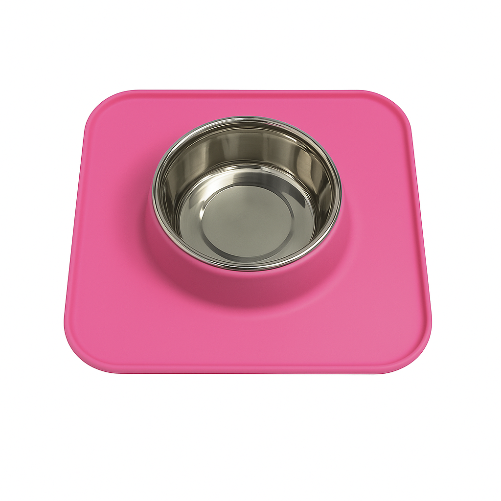 Silicone Square Non-Skid Mat with 1 Bowl (LARGE) – Perfect for Dogs & Cats - Advance Pets Product