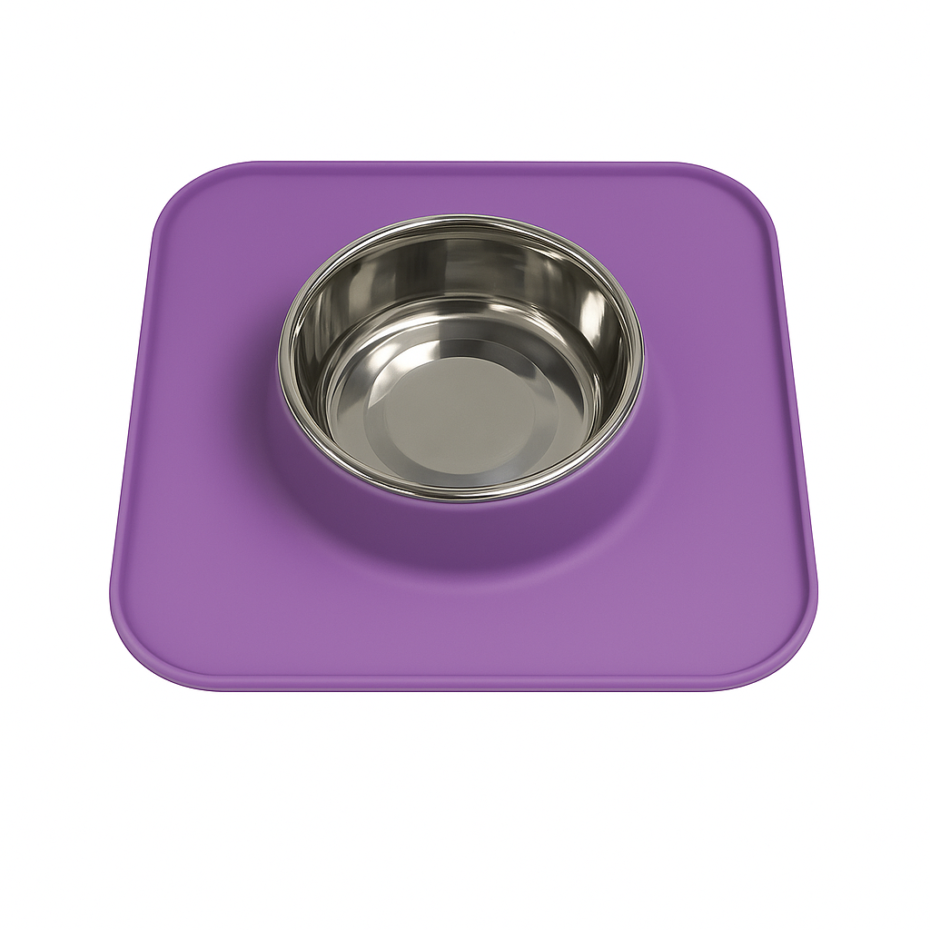 Silicone Square Non-Skid Mat with 1 Bowl (LARGE) – Perfect for Dogs & Cats - Advance Pets Product