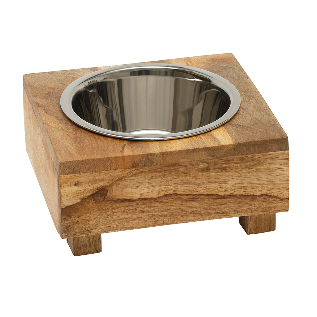 Single Bowl Wooden Diner with Legs – Elevated Pet Feeding Station - Advance Pets Product