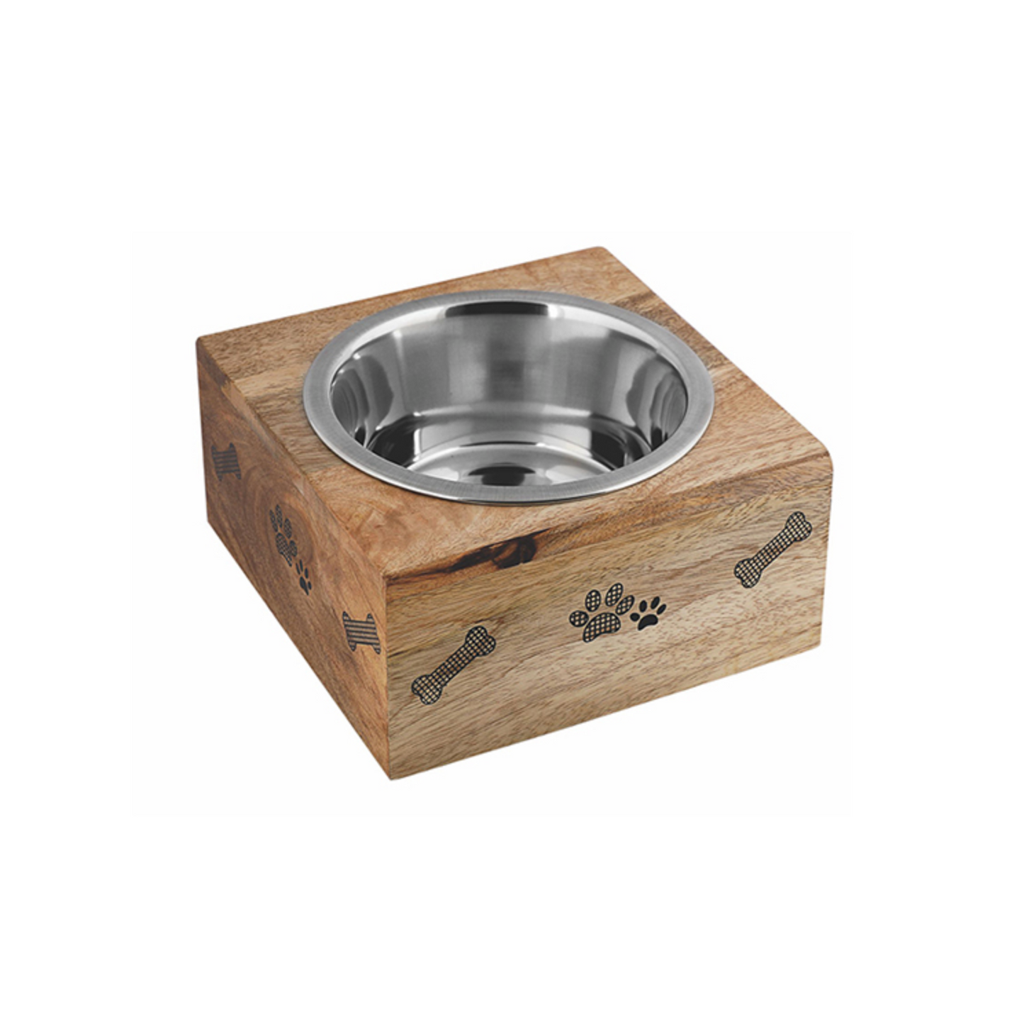 Square Wooden Sleeve Pet Bowl – Stainless Steel Removable Bowl, Durable & Stylish Diner for Dogs & Cats - Advance Pets Product