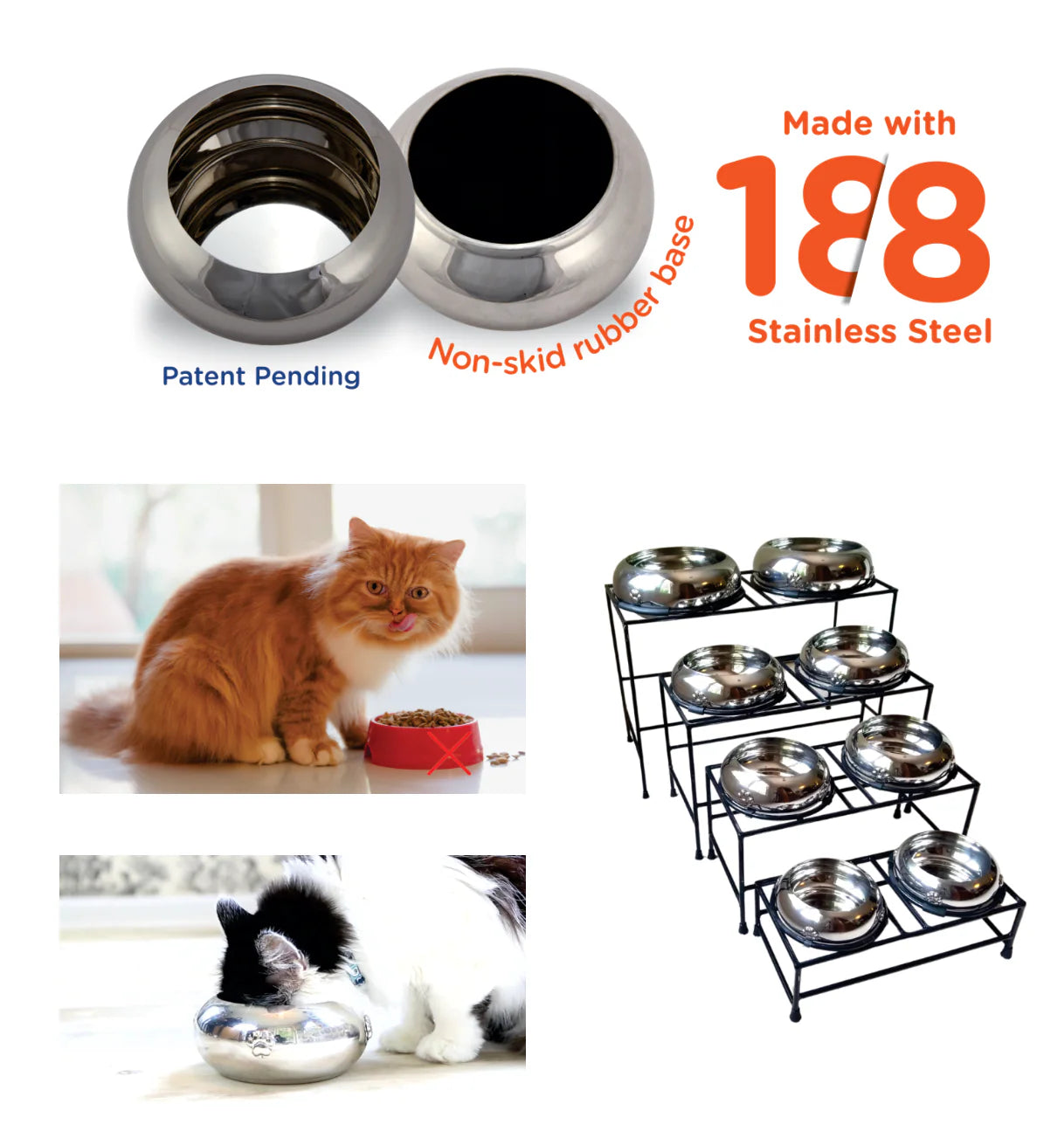 Unspill-A-Bowl Iron Double Bowl Elevated Diners - Advance Pets Product