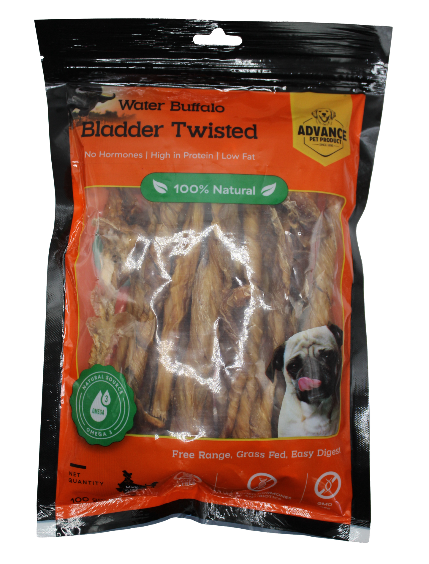100% Natural Water Buffalo Bladder Twist Dog Chews – Grass-Fed, All-Natural Pet Treats