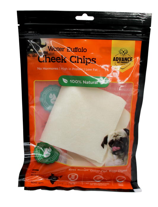 Water Buffalo Cheek Chips – Long-Lasting Rawhide-Free Dog Chews | High Protein Treats - Advance Pets Product
