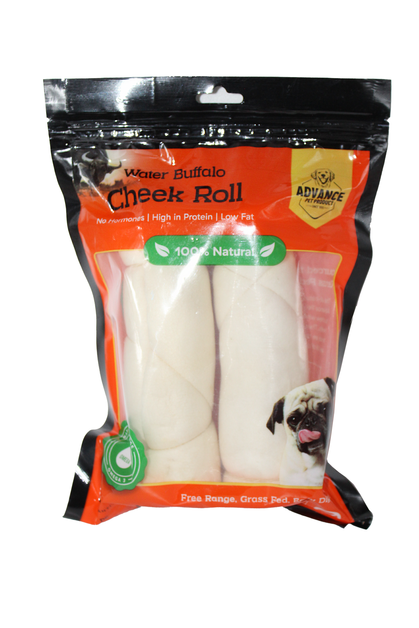 Natural Water Buffalo Cheek Roll Dog Chews – Long-Lasting, Rawhide-Free Treats - Advance Pets Product