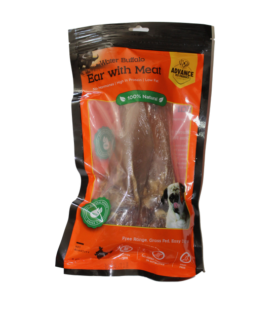 Natural Buffalo Ears with Meat – All-Natural Dog Chews from Free-Range, Grass-Fed Buffalo - Advance Pets Product