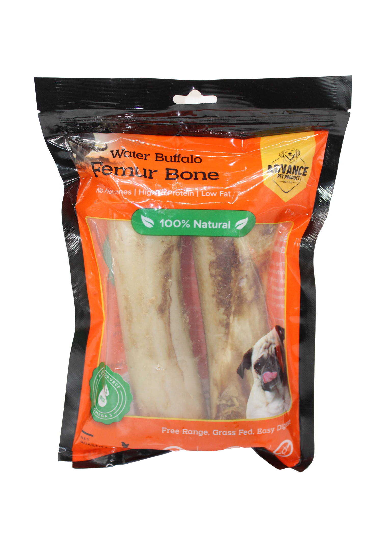 Natural Water Buffalo Femur Bone for Dogs – Long-Lasting Meaty Treat (14”-16”) from Grass-Fed Buffalo - Advance Pets Product
